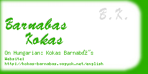 barnabas kokas business card